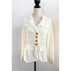We the free G+L+ white jacket wood button Blazer M